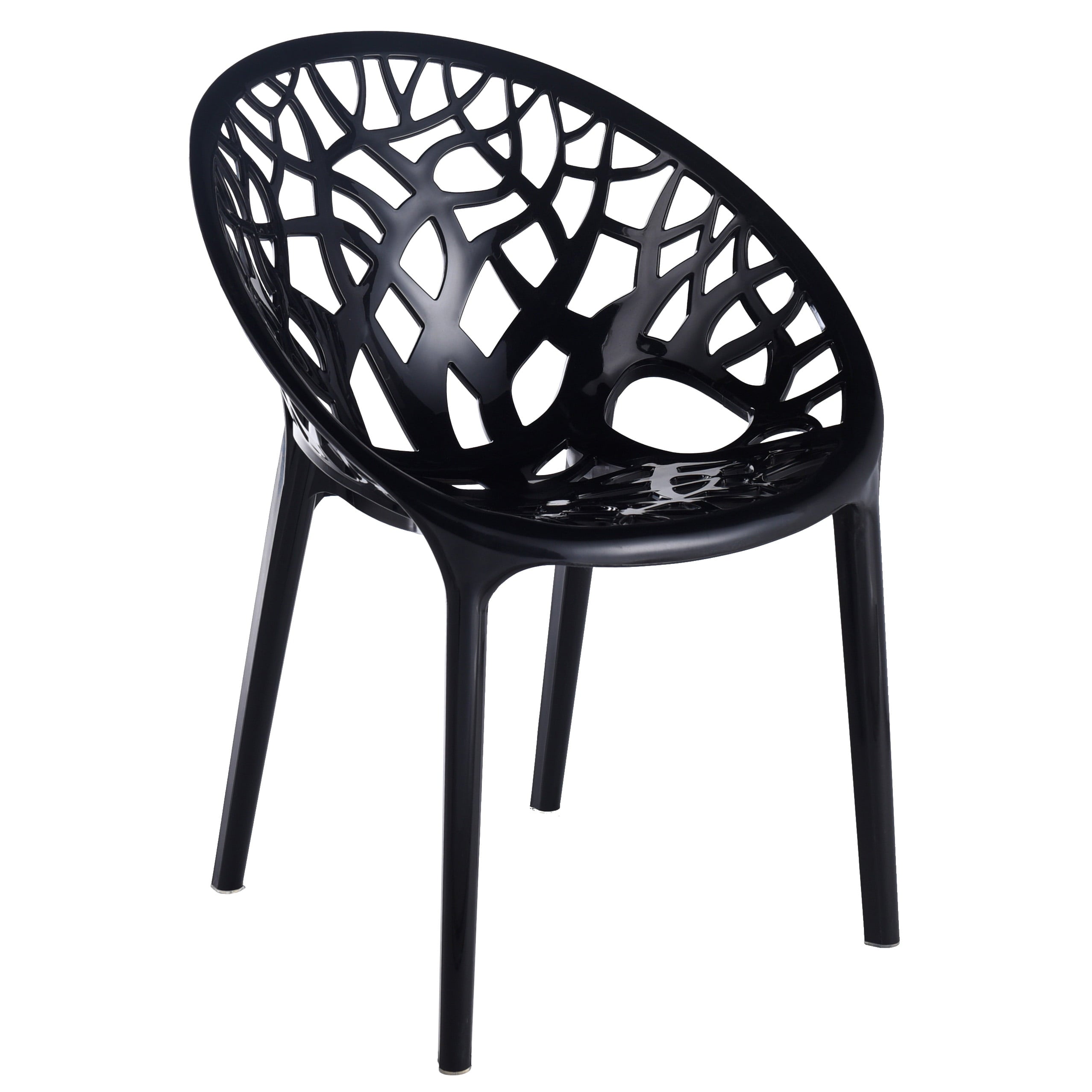 Cameron Indoor/Outdoor Polypropylene Plastic Abstract Fashion Chair - Black