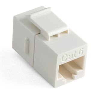 NTW Cat6 Slim Straight FF Feed-Through White Snap-In Keystone Coupler Jack NKY-FFC6S-WH