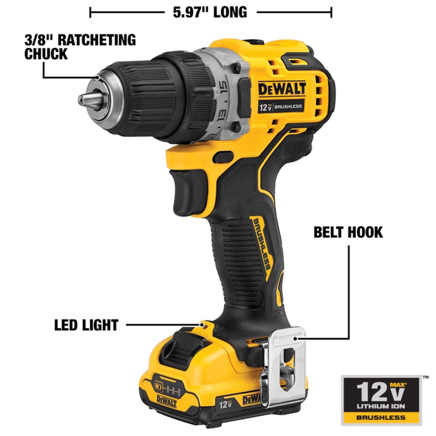 DW 12V MAX Xtreme 12 V 3/8 in. Brushless Cordless Drill/Driver Kit (Battery \u0026 Charger)