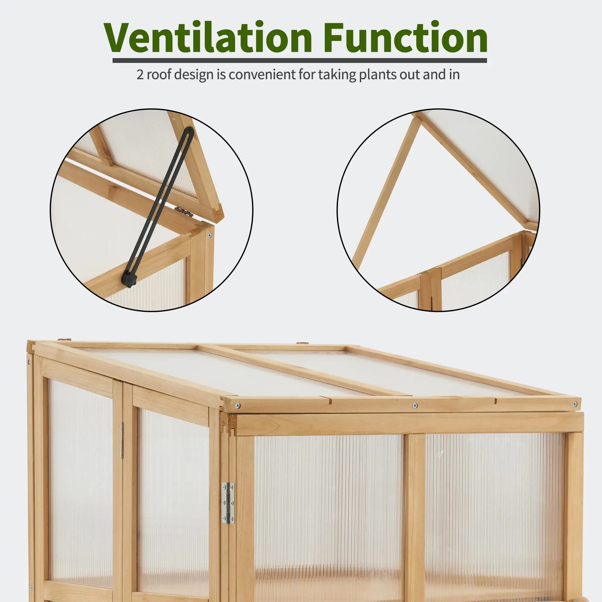 OTX 2 Tier Foldable Cold Frame Greenhouse Garden Portable Wooden Greenhouse Garden Cold Frame Raised Planter Box with Shelves