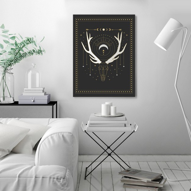 Americanflat Minimalist Mystical Deer By Emanuela Carratoni Black Frame Wall Art