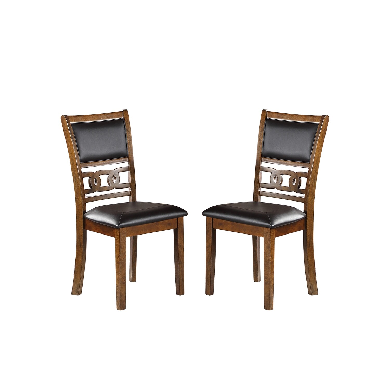 2 Set Set of 2 Upholstered Dining Chair in Walnut Finish