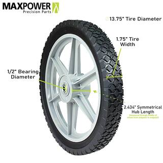 MaxPower 14 in. x 1.75 in. Spoked Plastic Wheel with Diamond Tread 335110B