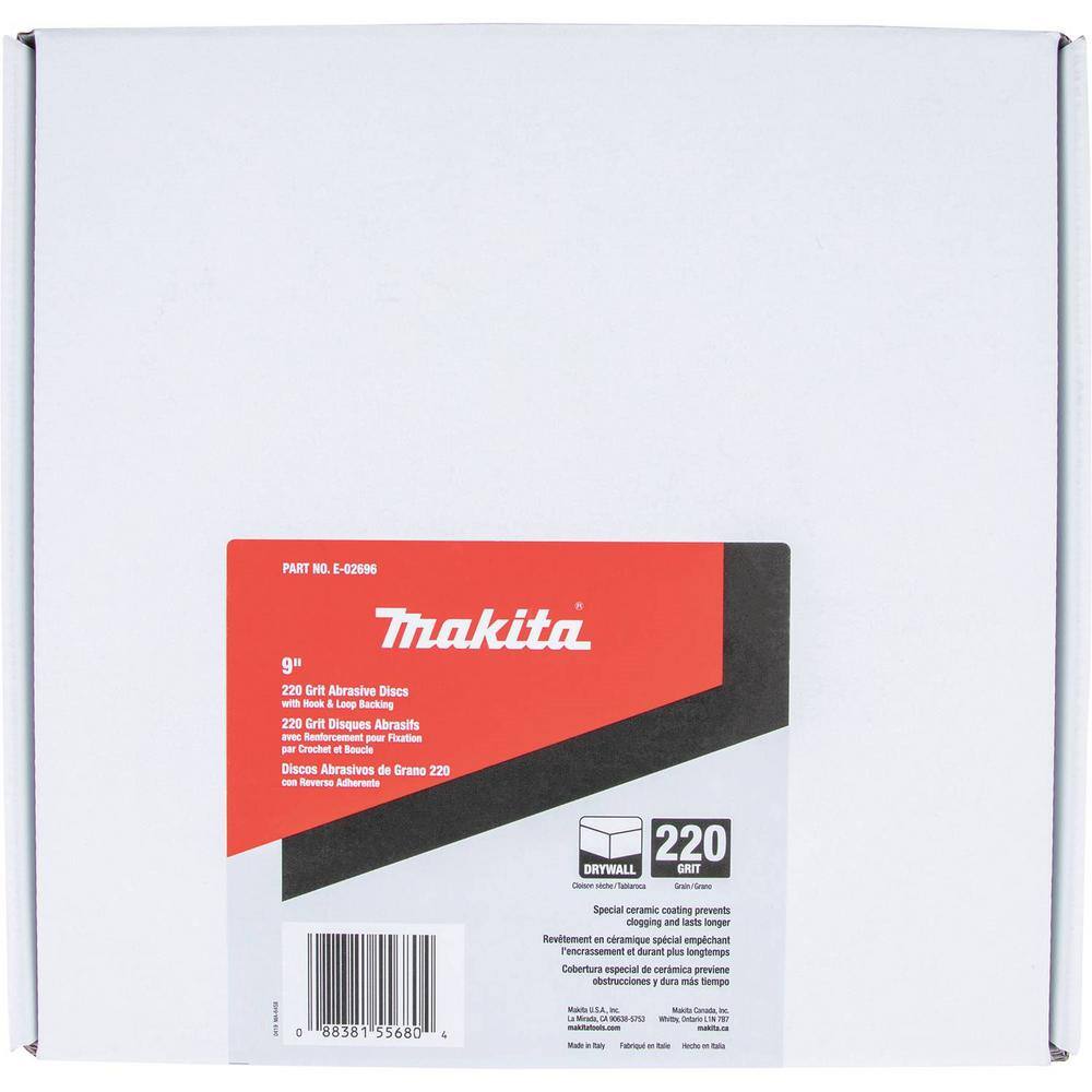 Makita 9 in. Drywall Sanding Disc Hook and Loop 220-Grit (25-Pack) E-02696