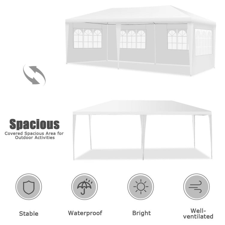 Vebreda 10'x20' Canopy Tent Heavy Duty Wedding Party Tent 4 Sidewalls W/Carry Bag