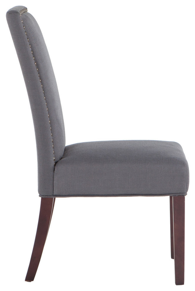 Jona Dark Gray Linen Dining Chairs  Set of 2   Transitional   Dining Chairs   by World Interiors  Houzz