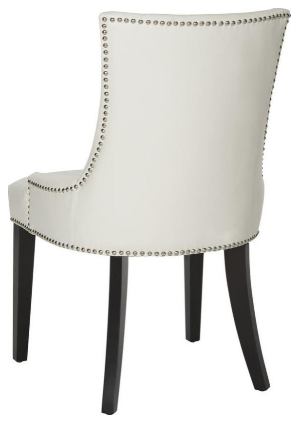 De De 19 quotH Dining Chair  Set of 2  Silver Nail Heads White Leather   Transitional   Dining Chairs   by V.S.D Furniture  Houzz