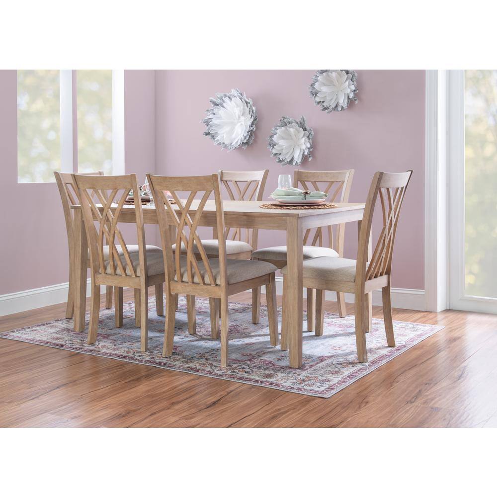 Linon Home Decor Peterson Natural Rectangular Wood 7-Piece Dining Set THD04279