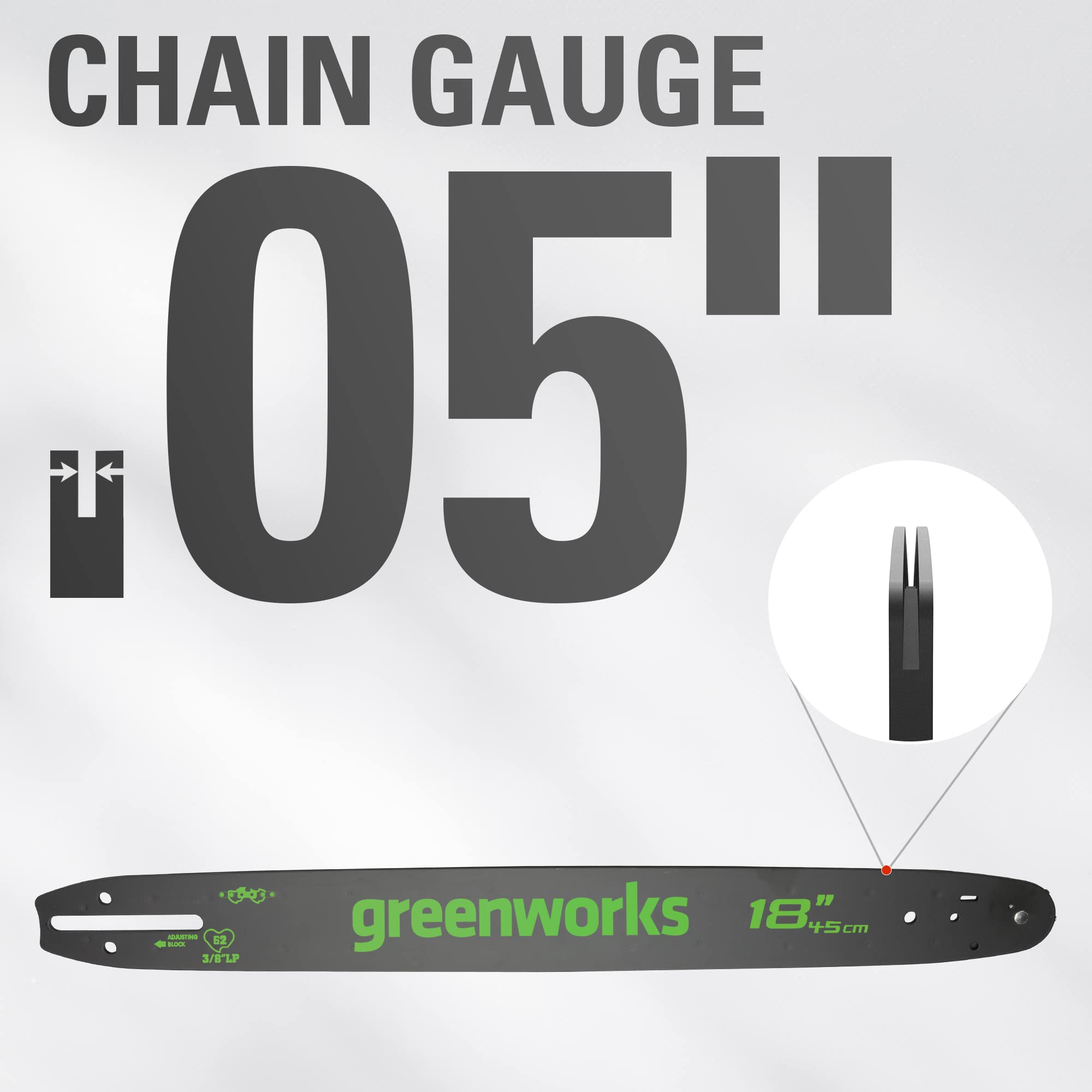 18-Inch Replacement Chainsaw Bar  Chain | Greenworks Tools