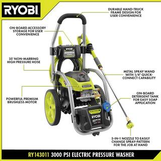 RYOBI 3000 PSI 1.1 GPM Cold Water Electric Pressure Washer RY143011