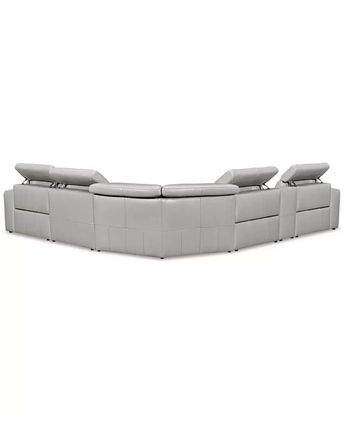 Furniture CLOSEOUT! Haigan 6-Pc. Leather L Shape Sectional Sofa with 2 Power Recliners