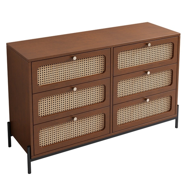 Modern Cannage Rattan Closet Dresser Wood Storage Cabinet Sideboard - - 37925691