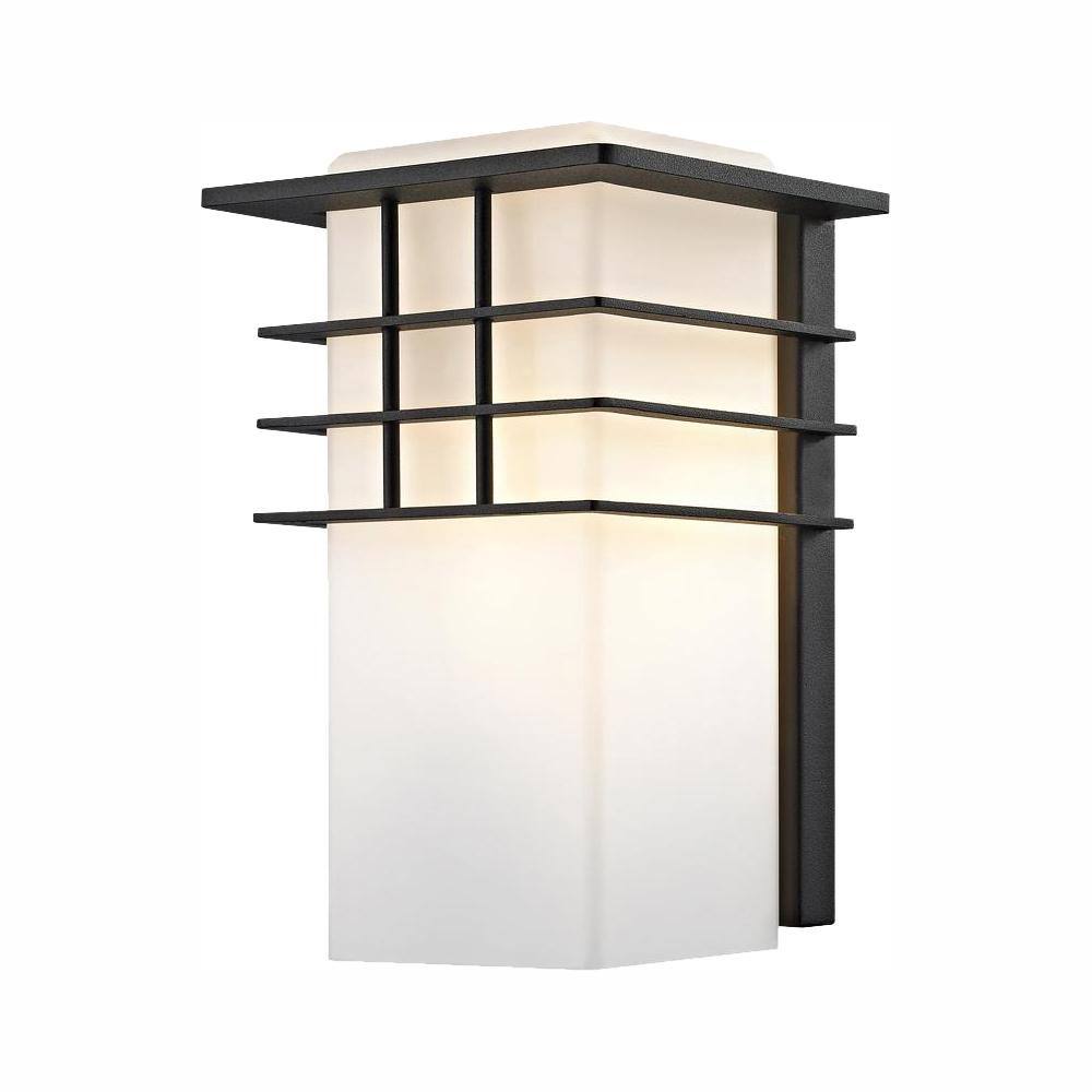 Home Decorators Collection 1-Light Forged Iron Outdoor Wall Lantern Sconce with Opal Glass HD-1202-I