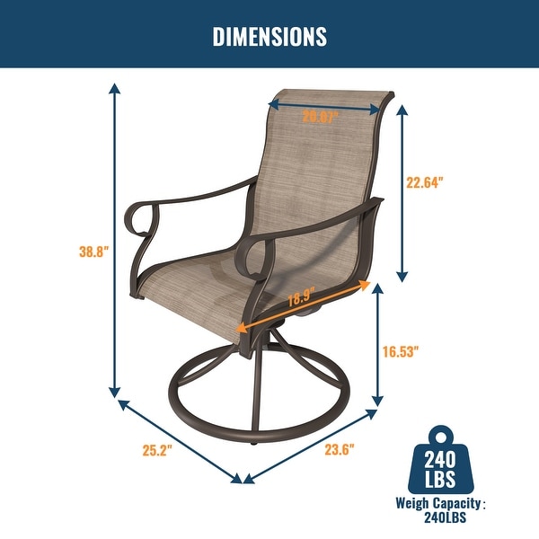 Outdoor 5 Piece Patio Swivel Chair Dining Table Set