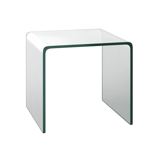 Tempered Glass End Table， Clear Sofa End Tables with Waterfall Edges and Non-Slip Pad， 18 x 18 x 16 inches， No Assembly Needed