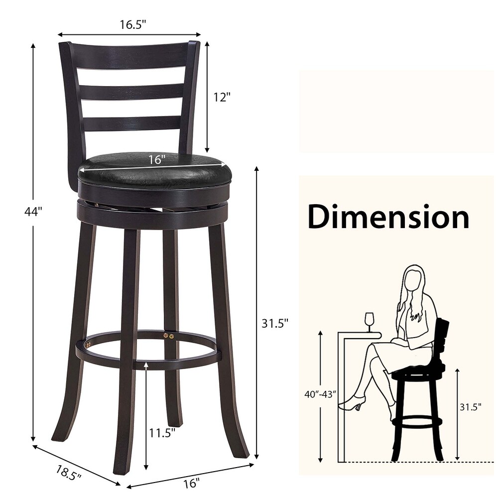 4 PCS Bar Stools Swivel Bar Height Chairs with PU Upholstered Seats