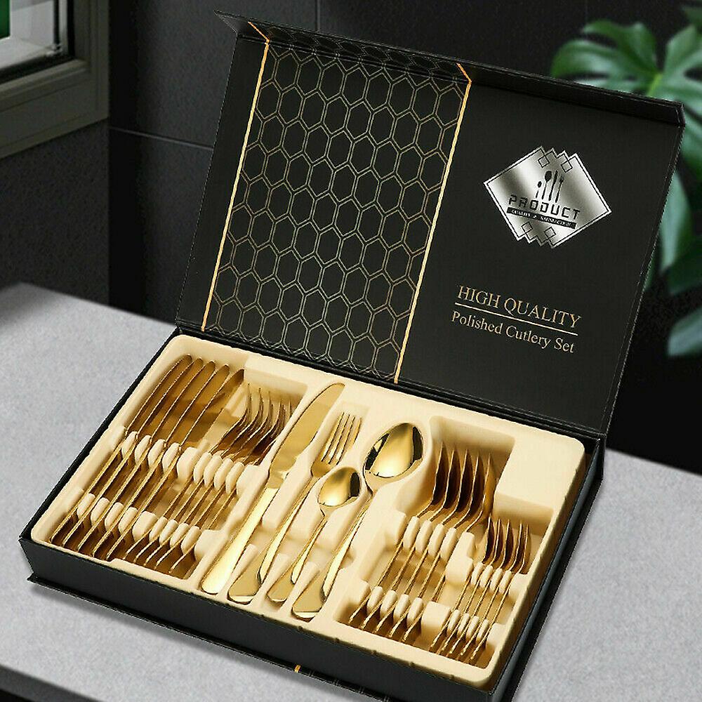 24 Piece Stainless Steel Cutlery Sets Tableware Dining Kitchen Fork Spoons Boxed