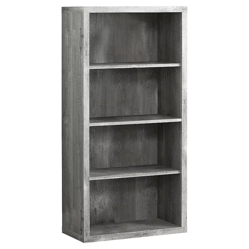 48 Gray and Beige Contemporary 3 Adjustable Shelves Rectangular Bookcase