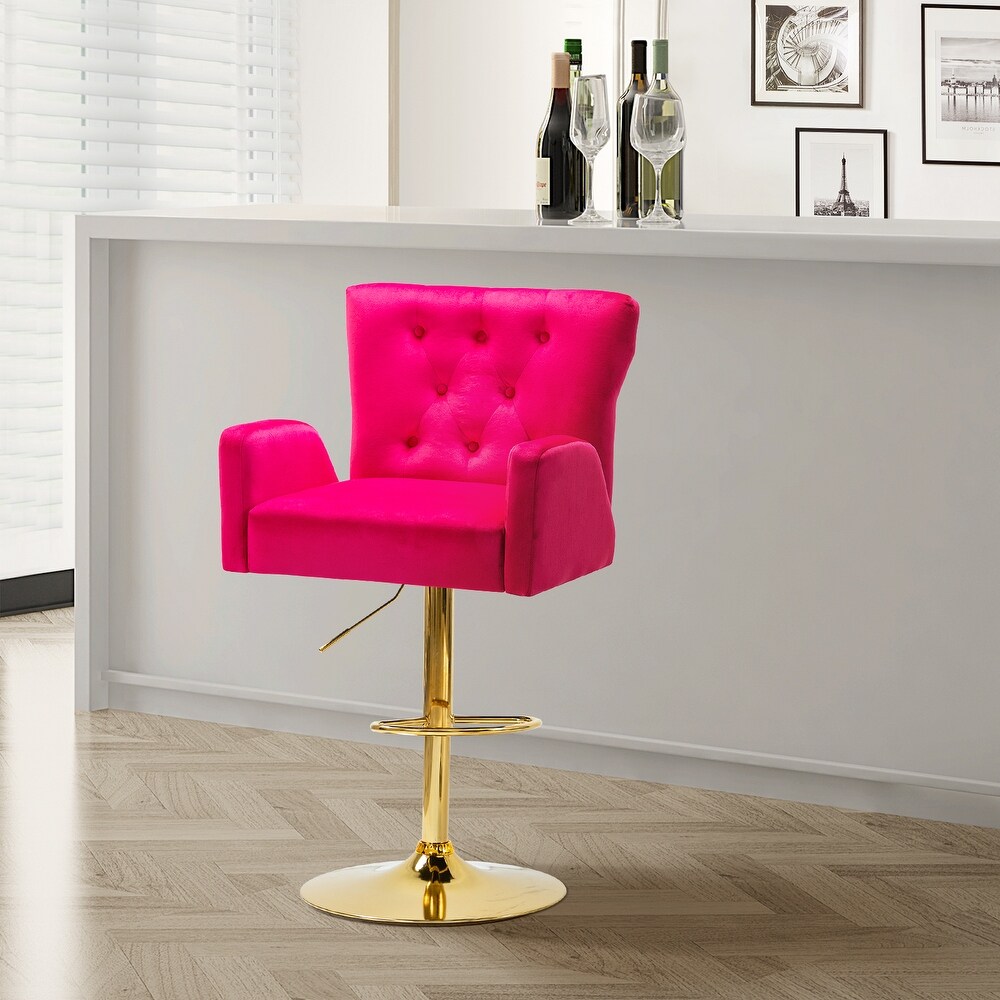 Loreto Modern Tufted Velvet Swivel chair with Adjustable Height by HULALA HOME