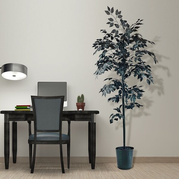 6foot Artificial Black Ficus Tree in Black Metal Pot