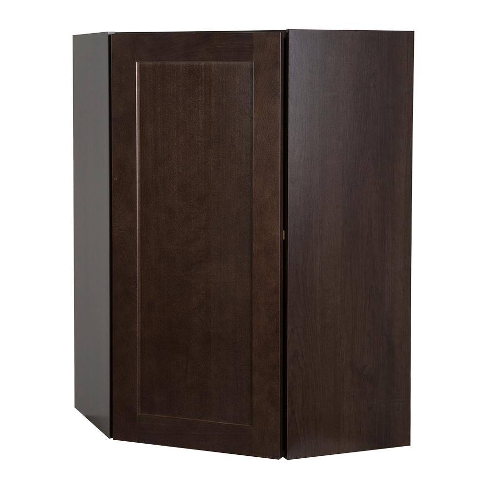 Hampton Bay Edson Assembled 24x36x12.62 in. Corner Wall Cabinet in Dusk CM2436C-DK