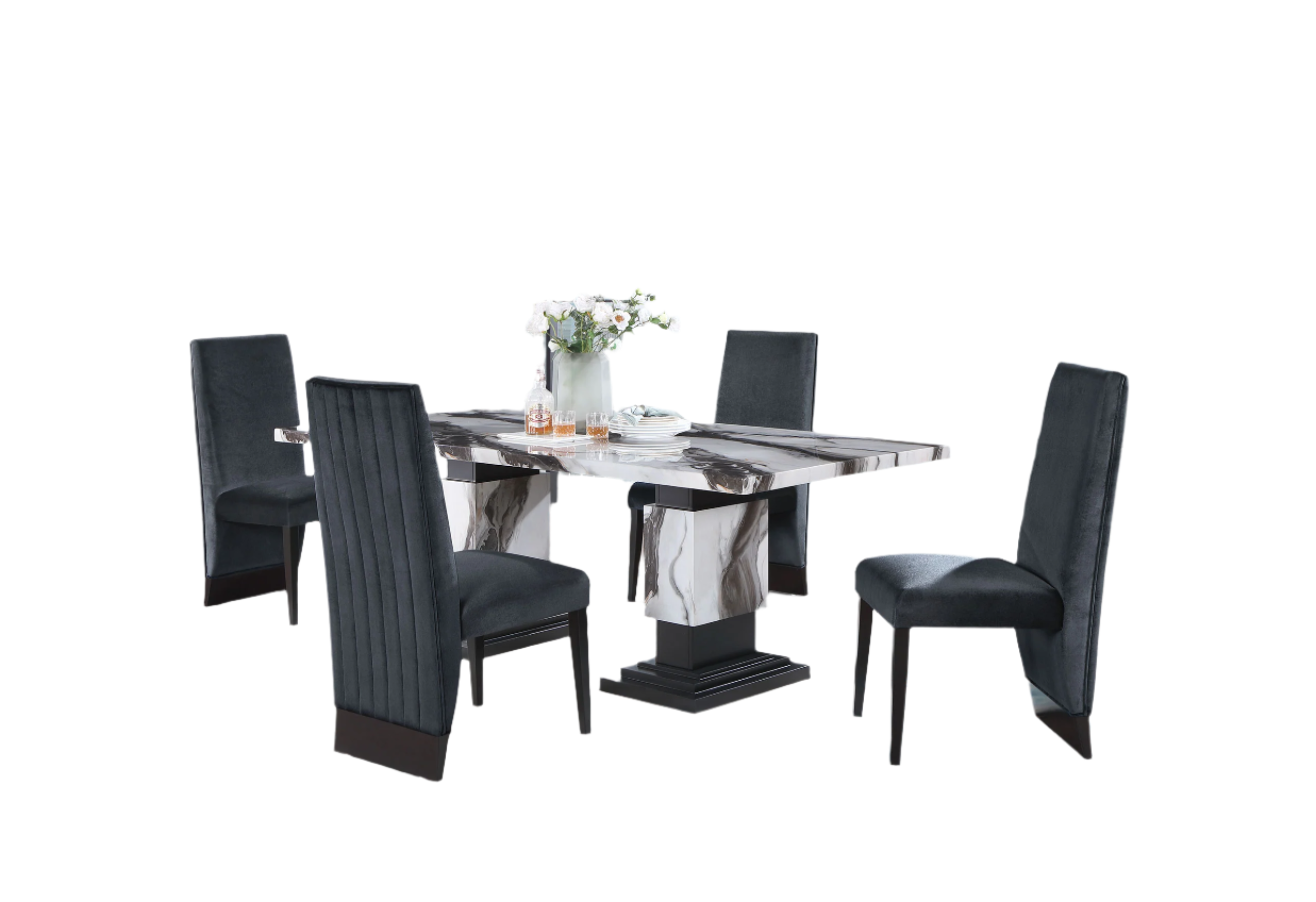 Black Panda Table and 4 Chairs