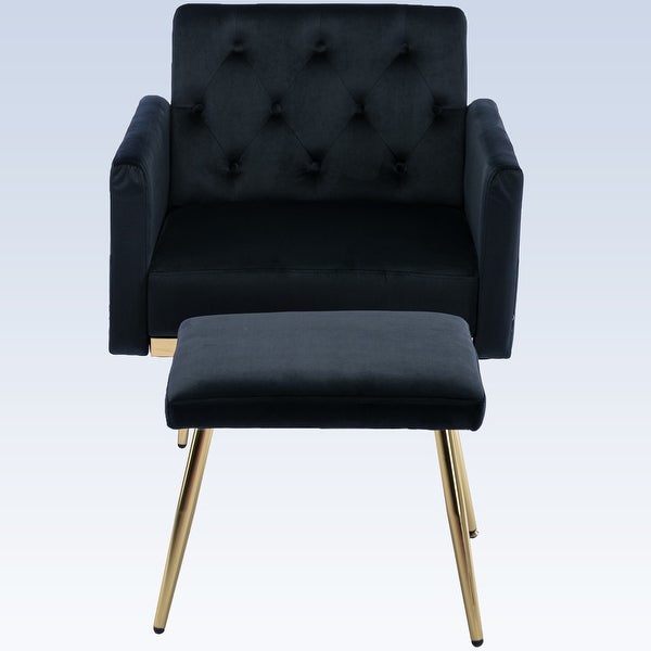 Modern Comfortable Velvet Accent Chair with Ottoman for Living Room