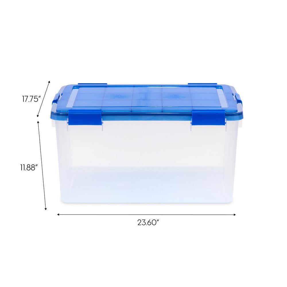 IRIS 15 Gal. WeatherPro Plastic Storage Box with Blue Lid (3-Pack) 500141