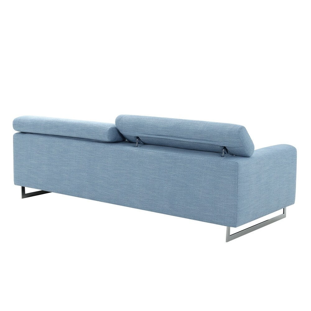 Pasargad Home Serena Upholstered Sofa with Adjustable Headrests