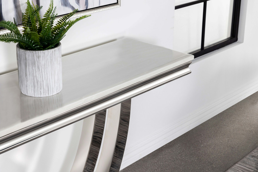 Kerwin U base Rectangle Sofa Table White and Chrome   Modern   Console Tables   by Modon  Houzz