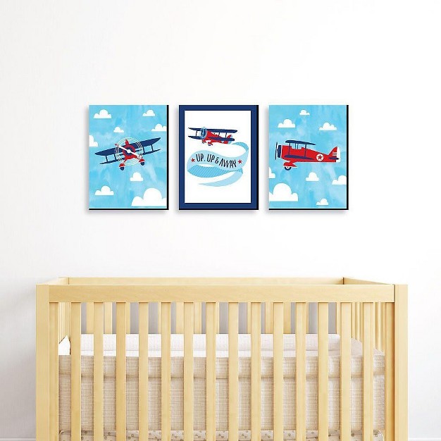 Big Dot Of Happiness Taking Flight Airplane Vintage Plane Baby Boy Wall Art And Kids Room Decor Gift Ideas 7 5 X 10 Inches Set Of 3 Prints