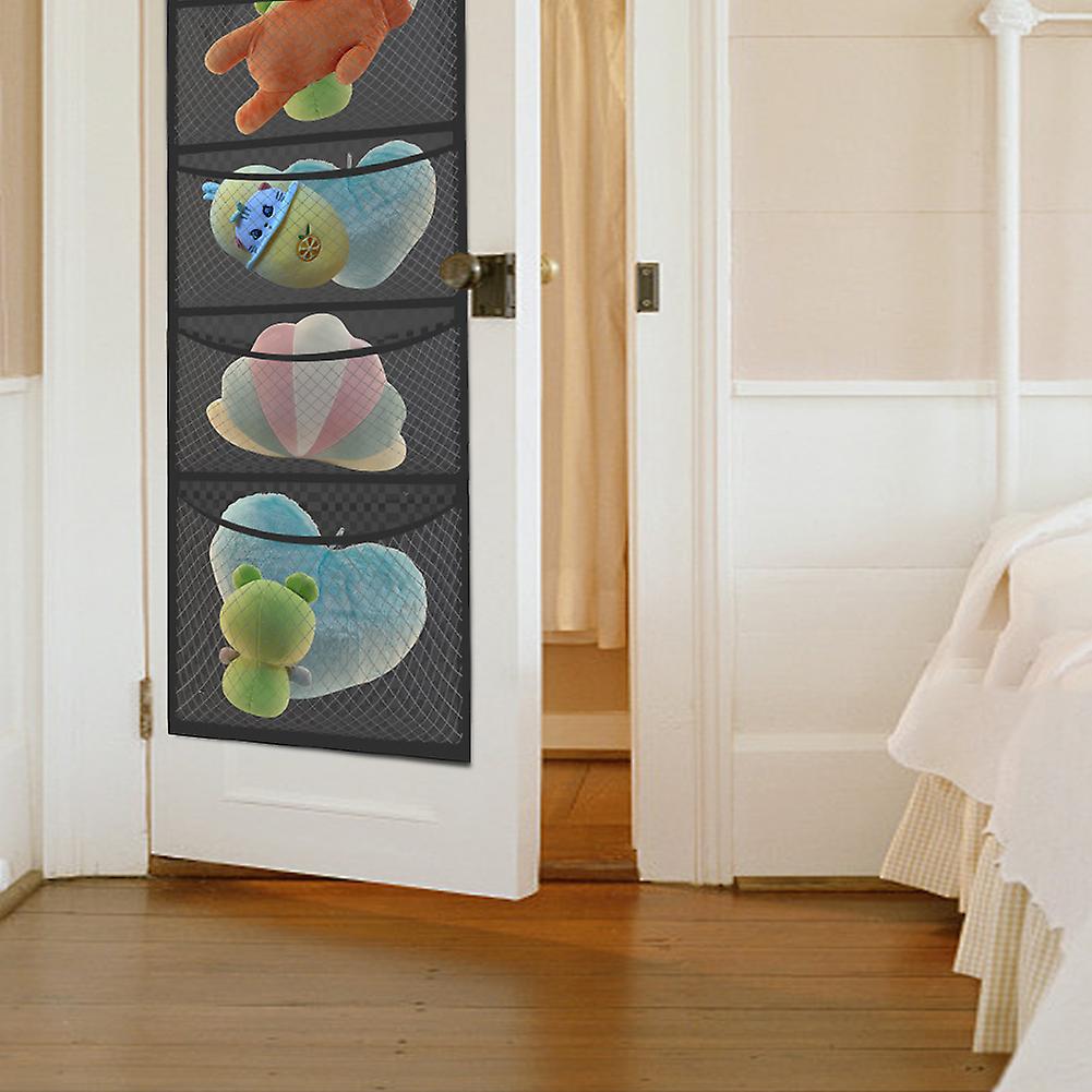 Stuffed Animal Storage， Over The Door Organizer Storage For Filling Stuff Toys， Stuffed Animals Holder With 5 Pockets， Foldable Hanging Storage Holder