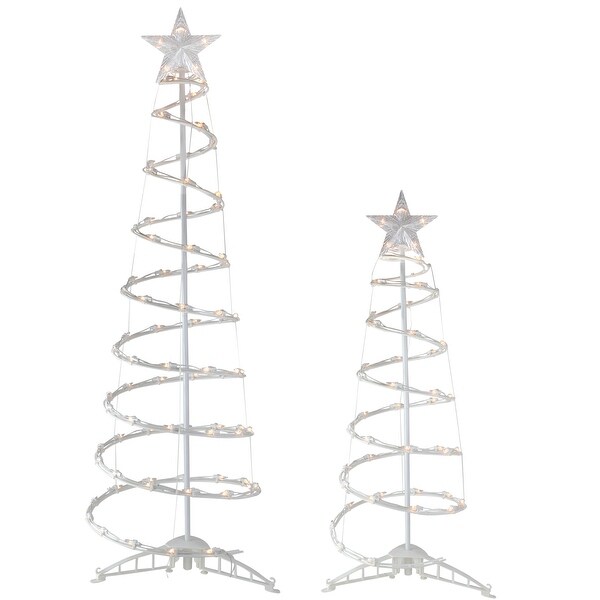 Set of 2 Lighted Outdoor Spiral Christmas Cone Trees 4' 6'