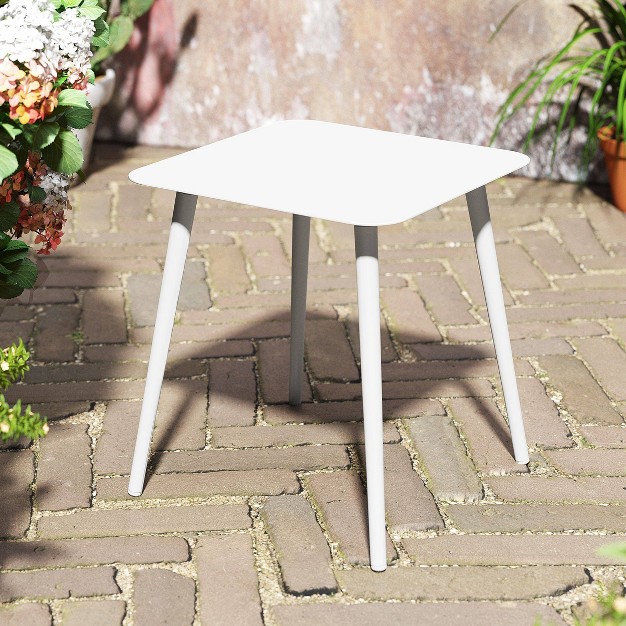 Aluminum Outdoor Square Side Table With Adjustable Feet White Crestlive Products