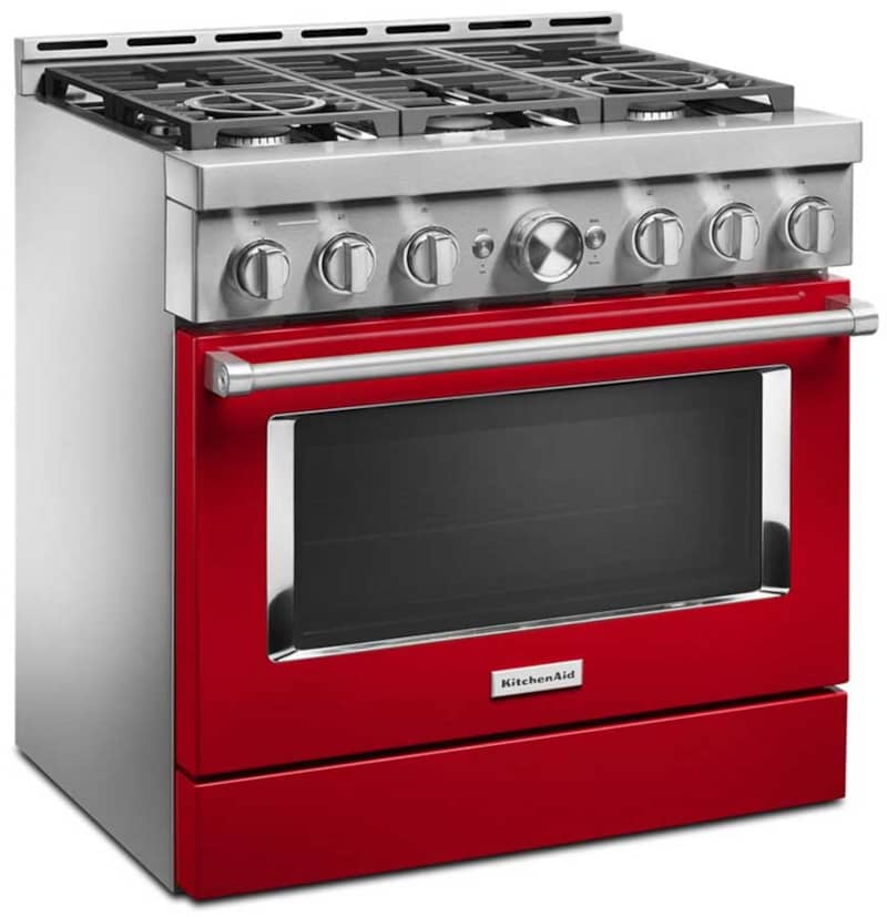 KitchenAid 36 Passion Red Smart Commercial-Style Gas Range With 6 Burners