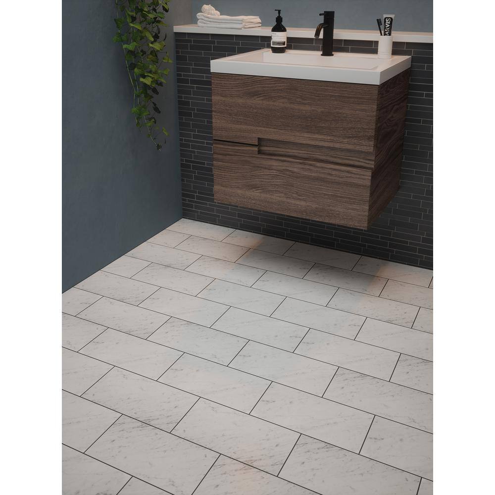 Jeffrey Court Carrara White 6 in. x 12 in. Honed Marble Wall and Floor Tile (10 sq. ft.Case) 98993