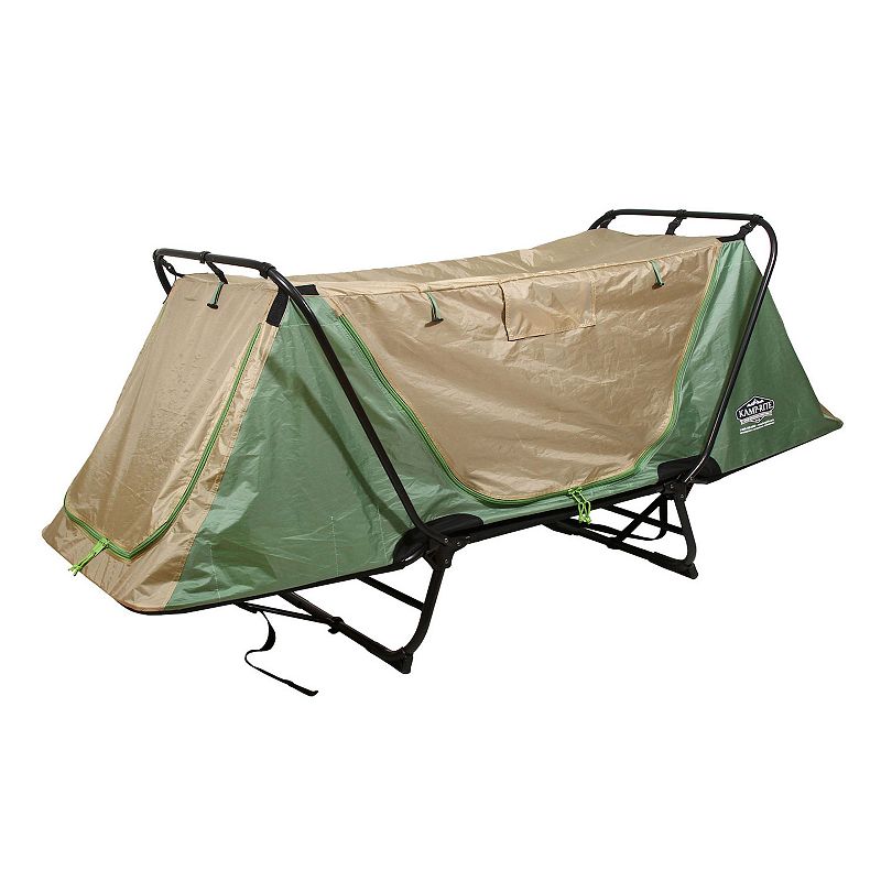 Kamp-rite Original Quick Setup 1 Person Cot， Lounge Chair， And Tent， Green and Tan