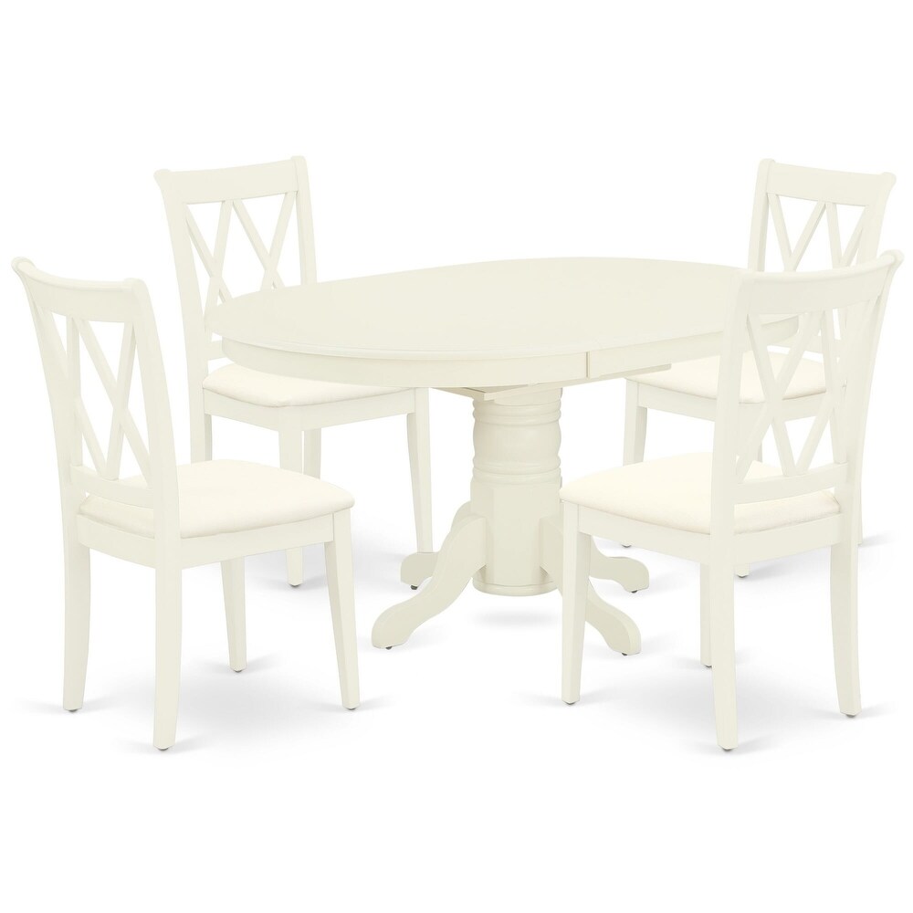 East West Furniture 5 Piece Dining Set Includes a Dining Room Table and 4 Linen Fabric Chairs  (Pieces Options)