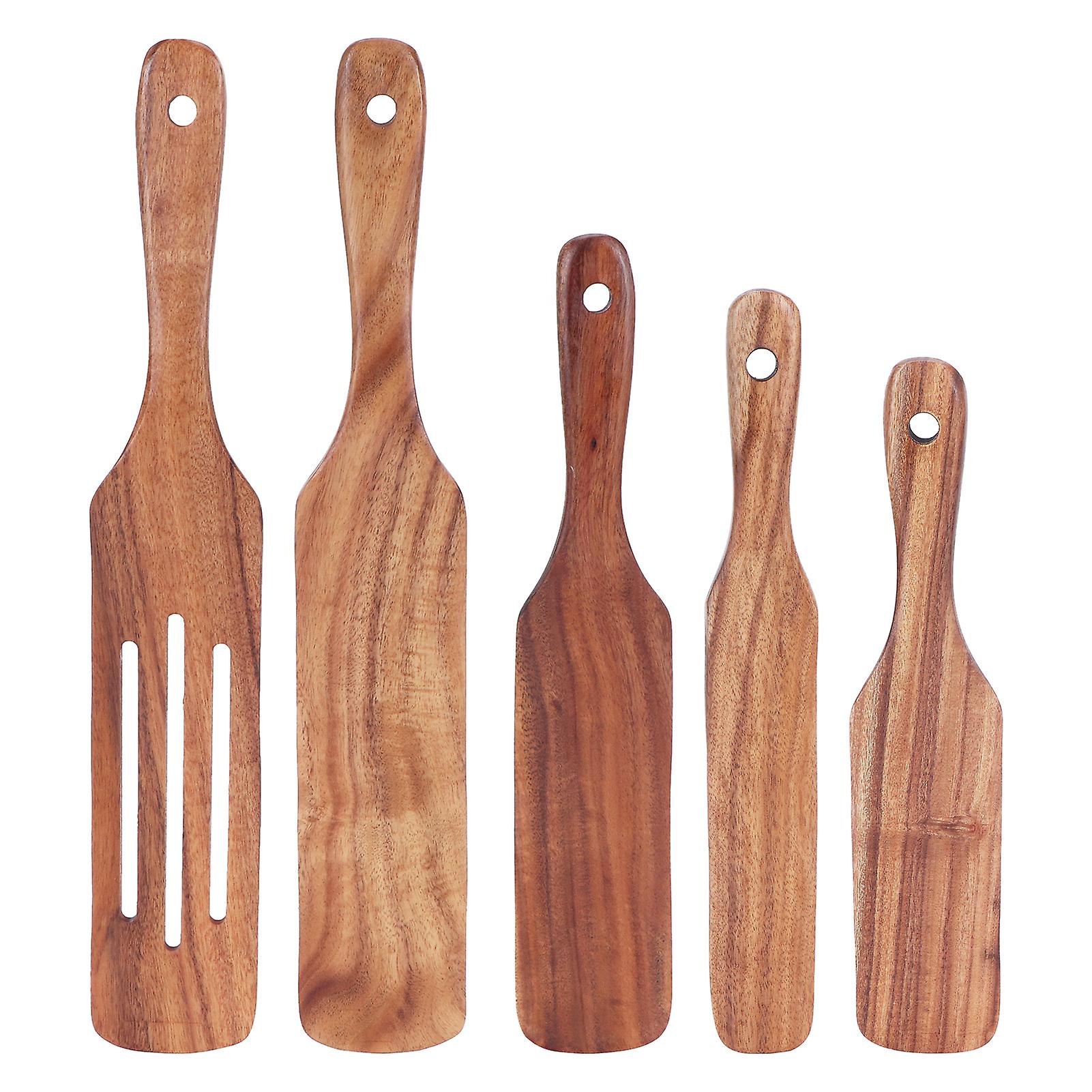 5pcs/set Wooden Spatulas Turner Cooking Utensil Kit Tableware Kitchen Accessories