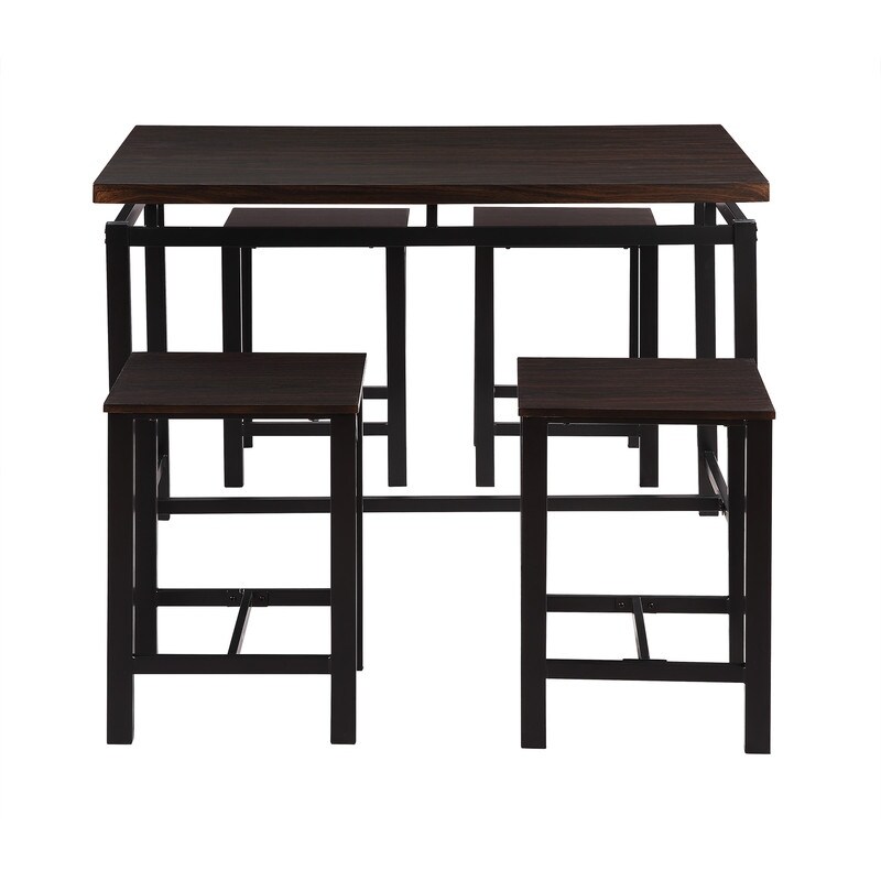 5 table set  counter height table set for 4 people  wooden bar height table and bar stools