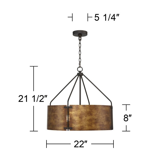 Wide Rustic Farmhouse Metal Drum Shade 4 light Fixture For Dining Room House Kitchen Island