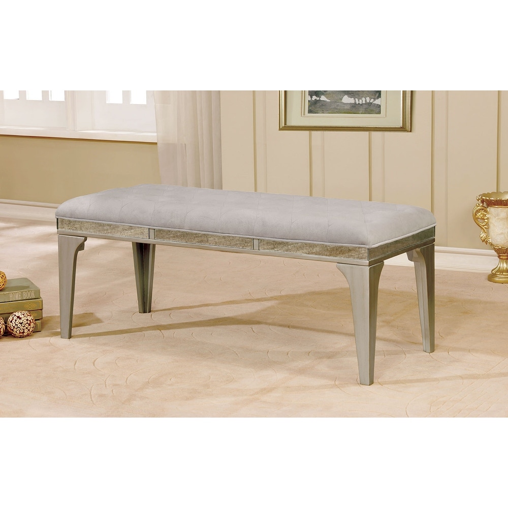 Dining Seating Bench in Silver and Light Gray