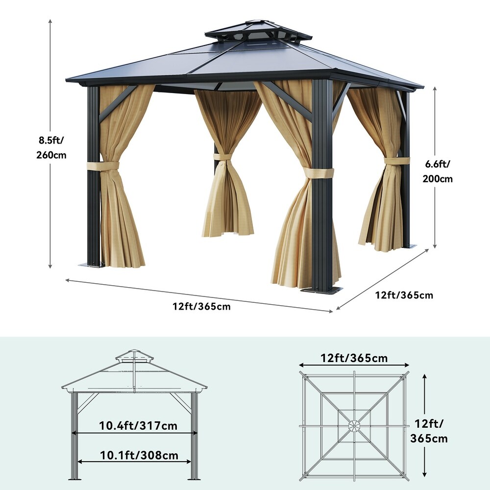 Outdoor Metal Patio Gazebo With Tiered Roof