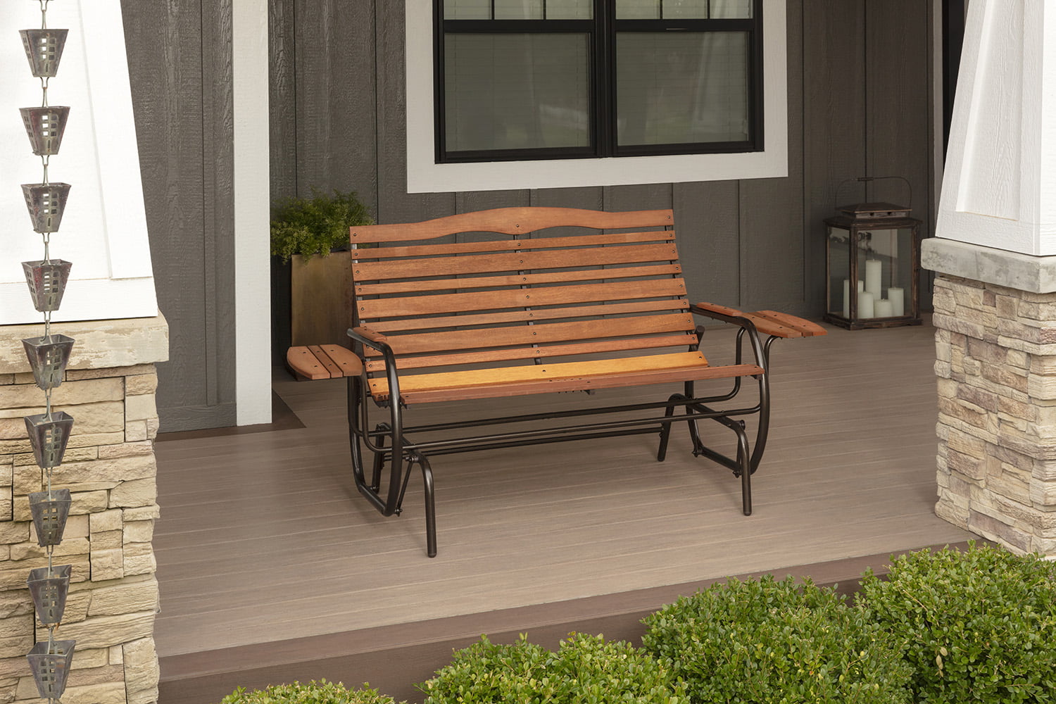 Jack Post Country Garden Glider Bench with Trays in Bronze Steel Frame