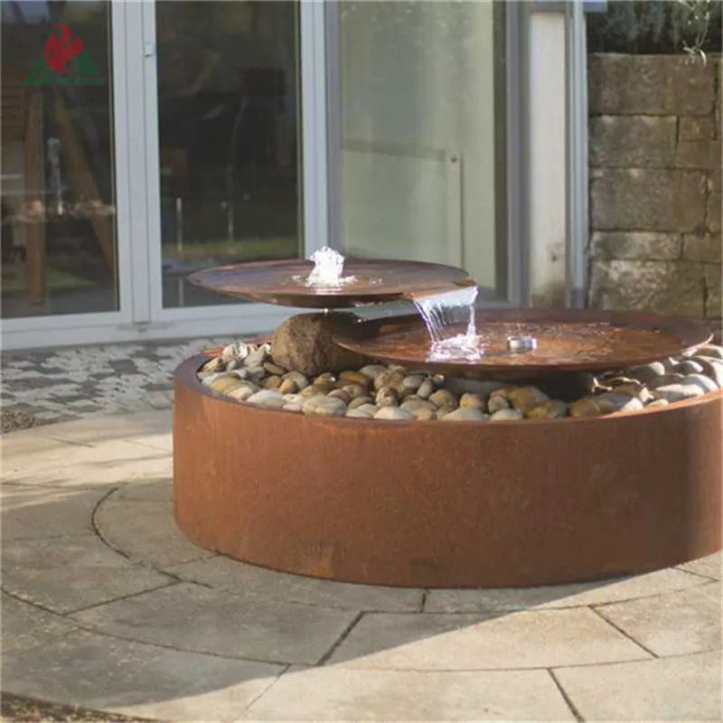 Customize decoration garden modern corten steel bowl spillway waterfall outdoor water fountain corten steel water features