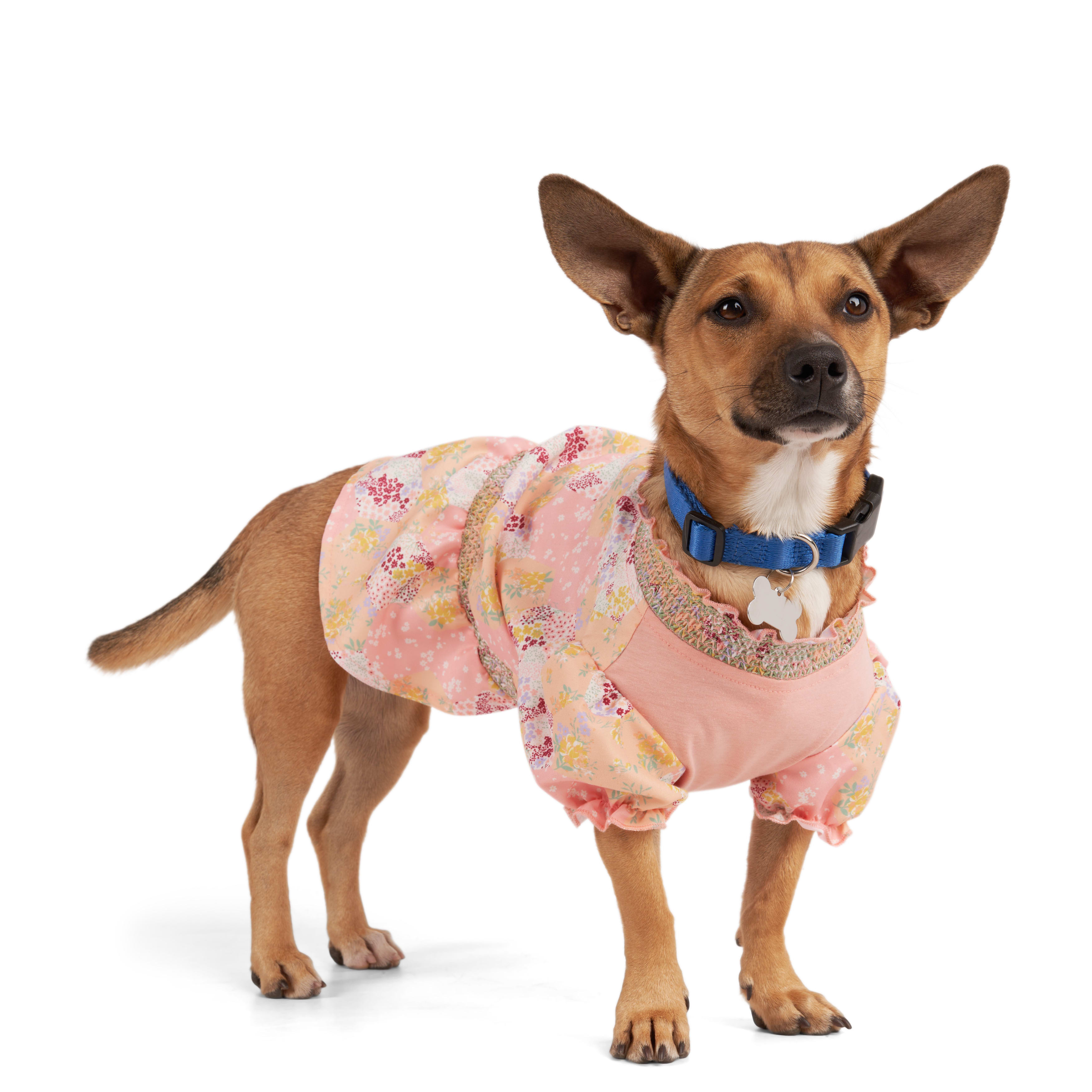 YOULY Floral Smocked Dog Top， XX-Small