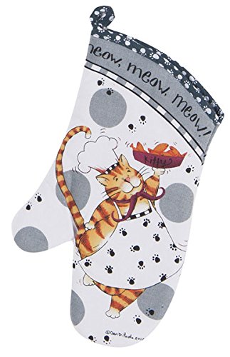 4 Piece Happy Cat Kitchen Set - 2 Terry Towels， Oven Mitt， Potholder