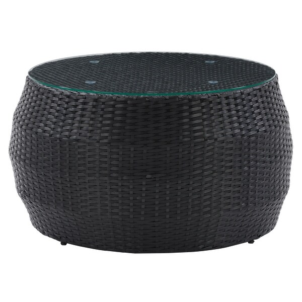 Parksville Black Wicker Rattan Round Coffee Table