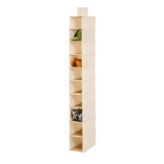 Honey-Can-Do 51.18 in. H 10-Pair Natural Bamboo and Canvas Hanging Shoe Organizer SFT-01001