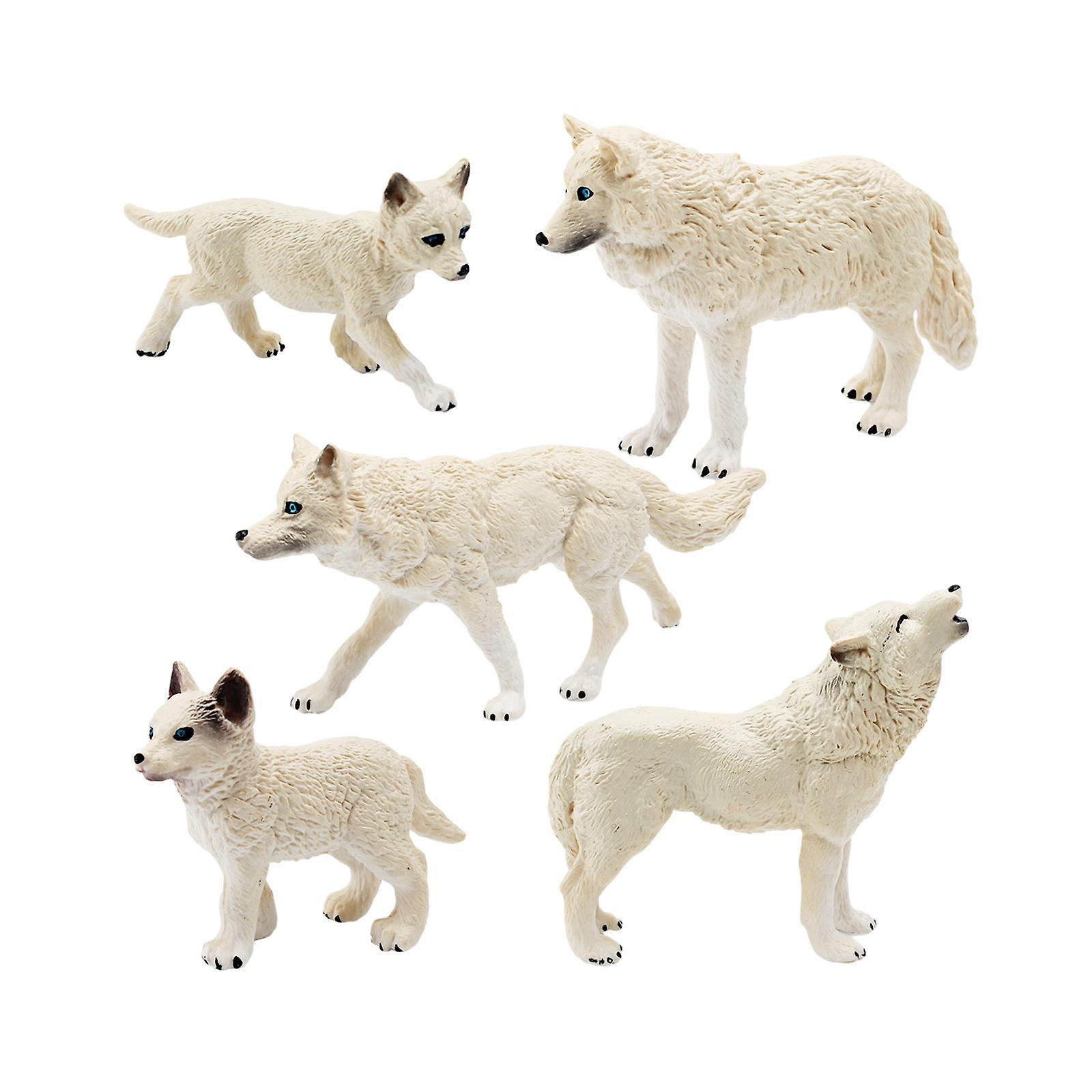 5pcs Wolf Toy Figurines Wolf Playset Model For Xmas Present Educational Toys